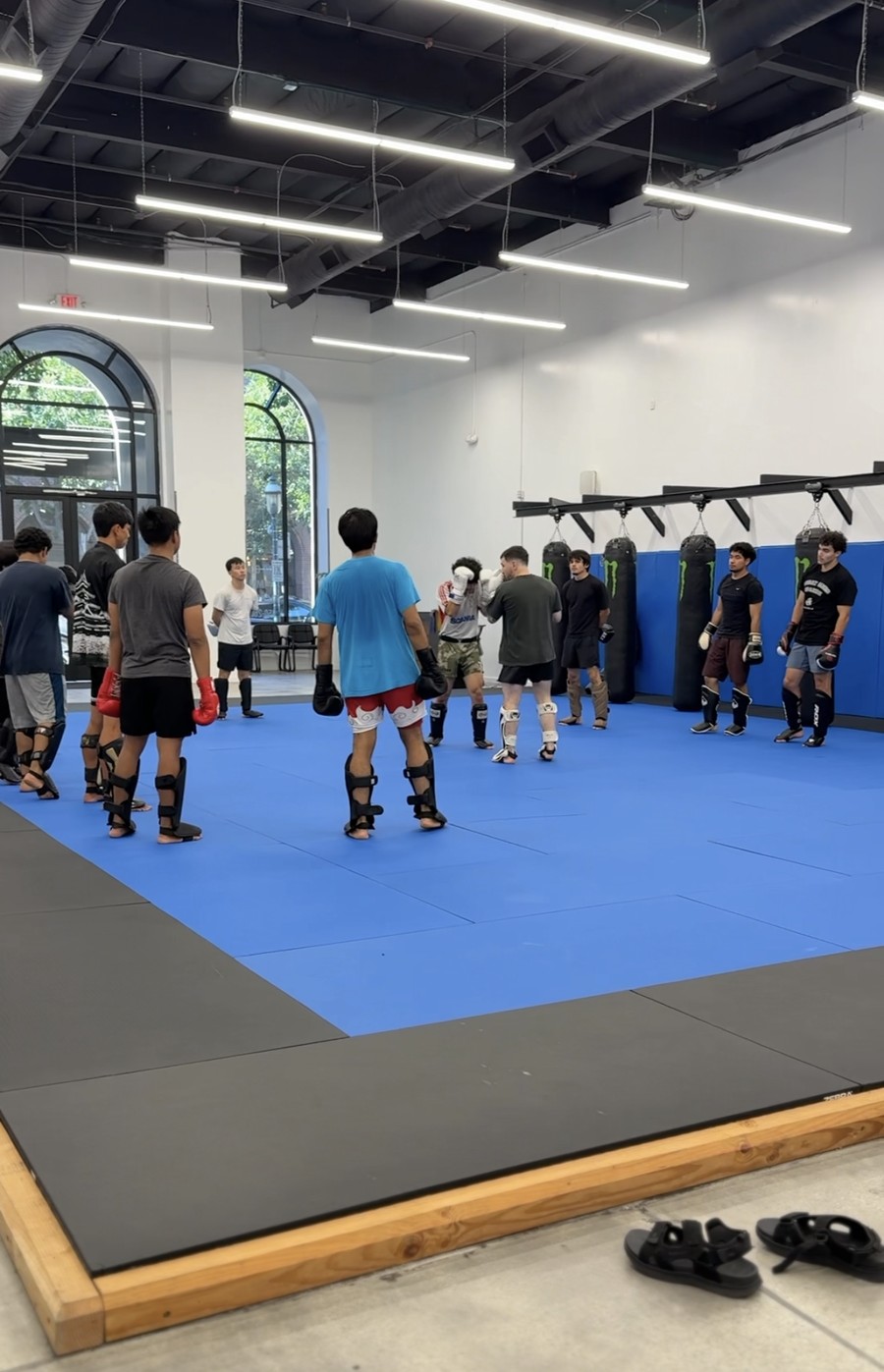 A wide view of the gym interior